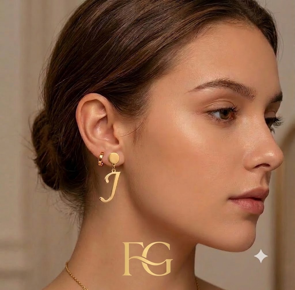 "Custom letter earrings – a luxury design by FG Jewellery"