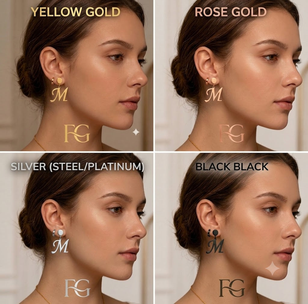 "Custom letter earrings – a luxury design by FG Jewellery"